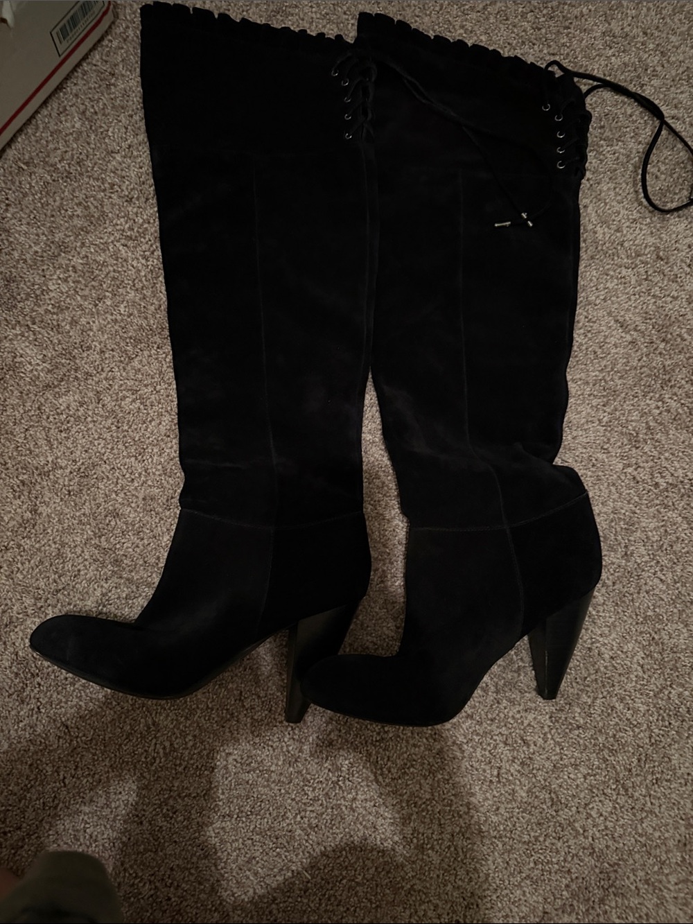 BCBG Black Suede Over-the-Knee Lace-Up Boots